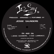Jesse Saunders - On and On; singlen keskiöetiketti